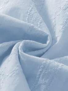 大码女式甜美 V 领长袖高腰刺绣衬衫上衣，适合通勤，春秋季 - 淺藍色 - 查看 10