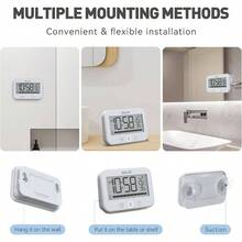 - Reloj de ducha digital LCD resistente al agua, resistente al agua, reloj de bao, soporte de pared, dos ventosas, muestra el tiempo, la temperatura y la humedad relativa interior 1, blanco - 2 + Negro - Ver 8