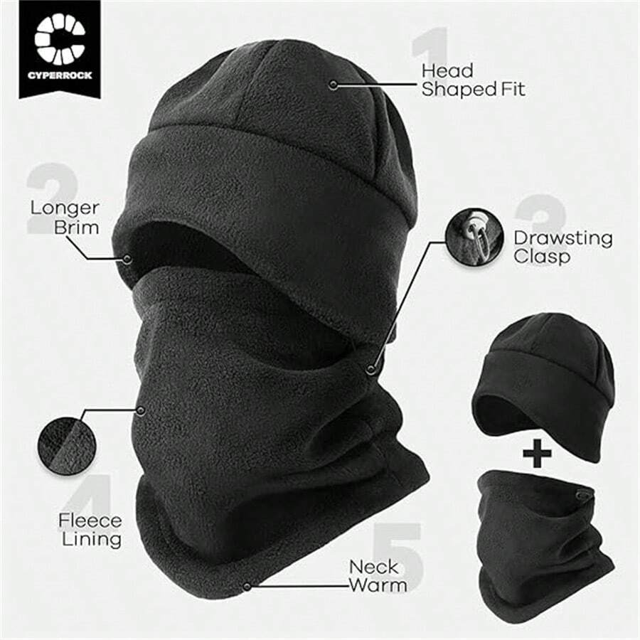 Winter Skull Cap Scarf Set With Ear Flaps, Knitted Wool Lined Windproof Neck Warmer Leg Wraps For Men And Women - Multicolor - View 1