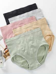 Set 3 bragas Ropa Interior de cintura alta tipo faja sin costuras cruzadas, Mayoreo talla grande para mujer, levantamiento de glúteos, modelado corporal, ajuste de cintura, levantamiento de cadera, Tela antibacteriano MAYOREO - Multicolor - Ver 2