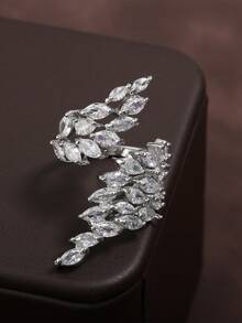 1pc Elegant Cubic Zirconia Winged Eye-Shaped Decor Open Ring, Suitable For Women's Daily Wear