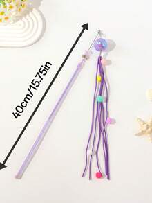 1 pieza Juguete de varilla de cebo para gatos, con bolas de colores/bolas de lentejuelas/estrellas/cuentas/decoración de campana/plumas, varilla de cristal resistente a masticar y arañar, juguete interactivo/de entrenamiento de estado de ánimo/de autoentretenimiento