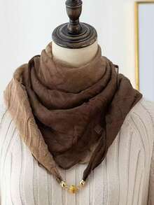 1 pieza Bufanda de contraste de color vintage con degradado de poliéster y broche magnético, cálido cuello envolvente