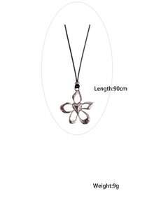 Colier cu pandantiv cu flori goale în stil coreean 2025, nou, accesoriu cu lanț lung pentru pulover, cu aspect de înaltă calitate