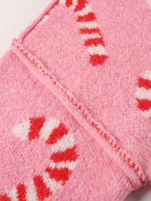 Women's Loose Crew Neck Sweater, Red & White Candy Cane Knit Top, Casual Layering For Valentine's Day, New Year, Date