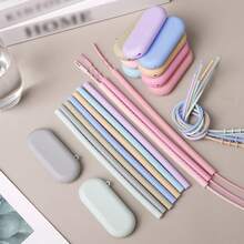 1set/10pcs Silicone Straight Reusable Drinking Straws, Colorful, For Beverages, Coffee, Milk Tea, Portable For Outdoor Use