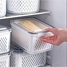 冰箱储物盒冰箱收纳盒新鲜蔬菜水果容器沥水篮食品储藏室厨房用品 - 彩色 - 查看 3