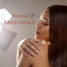 Foccna Press On Nails Medium Tortoiseshell Fake Nails Almond Glossy False Nail Tips Artificial Nails Finger Manicure For Women -24pcs, Gorgeous Nails - 白色 - 查看 6