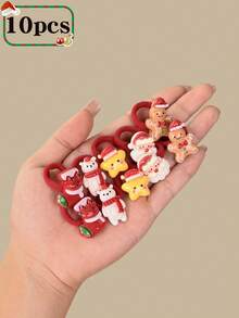 10/20 件 2025 新款圣诞发圈，可爱圣诞老人、姜饼人、铃铛、圣诞袜和雪人，适合女孩日常佩戴、生日派对、旅行、节日装饰或女友礼物，2025 新款圣诞礼物