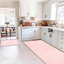 1/2/3pcs Set Of Farmhouse Kitchen Mats, Pink Patterned Elegant Design, Holiday Gift, Festive Party Decorations, Kitchen Rugs, Hallway Runner, Flannel Material Soft And Comfortable, Suitable For Sink, Bedroom, Living Room, Dining Room, Bathroom, Bedroom Rugs - 彩色 - 查看 4