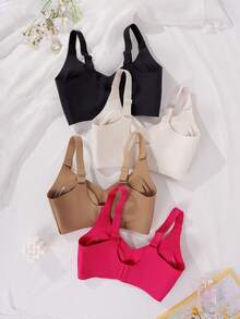 4pcs Women's Seamless Jelly Gel Supported Wireless Comfortable Bra - Multicolor - View 9