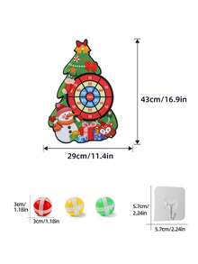 Cible d'arbre de Noël, accessoires de jeu thématique de Noël pour enfants, jeu de fête de Noël pour les 3-12 ans, jeu interactif pour fête familiale parent-enfant, boîte-cadeau de Noël (comprend 1 crochet + 3 balles)