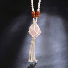 Natural Green Fluorite Meditation Healing Crystals Feng Shui Hanging Ornament Car, Window, Home Decor - 玫瑰石英圓珠 - 查看 5