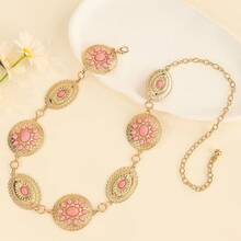 1pc Vintage Auspicious Totem Metal Chain Waist Belt, Fashionable Design Suitable For Dresses, Jeans, Parties, Holidays, Gatherings, Bars, Walks, Music Events, Family Dinners, All Seasons