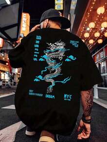 Men's Casual Short Sleeve Round Neck T-Shirt For Commuting, Emo, 2000s Style - màu đen - Xem 1