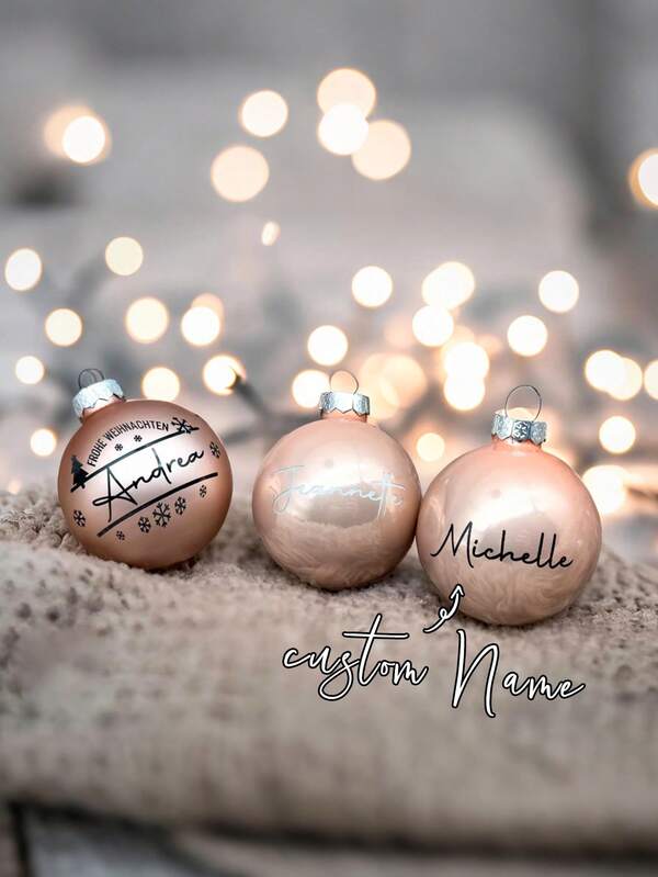 Personalized Christmas Balls Made Of Glass - Decoration For Tree, Table & Gifts - Various Engraving Colors - Motifs - Unique Gift Idea