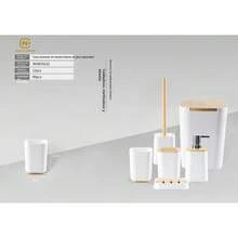 Juego de baño 6 piezas diseño nórdico con bambú, organización funcional para hogar hotel familia, accesorios resistentes, decoración elegante y moderna baño - Blanco 5 - Ver 6