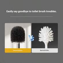 Toilet Brush Set With Holder, Wall-Mounted Long-Handled Toilet Brush, Flexible Toilet Brush, Perfect For Any Space, Bathroom Brush, Cleaning Supplies, Cleaning Tools, Back-To-School Supplies, Bathroom Decor, Fall Decor. The Toilet Brush And Holder Set Features A Lightweight Plastic Handle For Space-Saving Storage, Deep Cleaning, Drip-Proof Design, And Easy Assembly. Nylon Bristles Provide A Deep Clean And Are Wall-Mountable. Durable PP Bristles Make It A Modern RV Bathroom Accessory. - 白色 - 查看 6