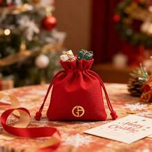 Armani Bolsa de maquillaje con cordón rojo - Bolsa de cosméticos y monedas de doble uso, organizador de almacenamiento de moda