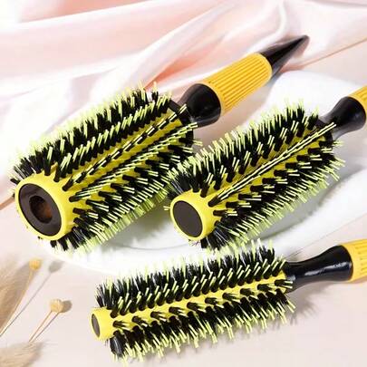 Juego de 6 peines de aluminio amarillo brasileño para peinado - Cepillos de cerdas de nailon y cerdas de jabalí para todo tipo de cabello, que incluyen un peine desenredante y rizado con mango de madera, peine de aire, peine caliente en forma de pera, peine rizado, accesorios esenciales para la vuelta al colegio y viajes, accesorios para el cabello para mujeres, cepillo, cepillo desenredante, cepillo de bola, mini juego de cepillos para el cabello, peine de madera, juego de cepillos para el cabello, cepillo, barbero, equipo de peluquería, cepillo para el cabello, juego de cepillos para el cabello, peine para el cabello, peine para rizos, cepillo desenredante, cepillo para el cabello de mujer, accesorios de barbero, barbería, equipo de peluquería