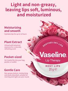 1 Box 20g Rose Vaseline Lip Balm, Moisturizing & Repairing, Smooth Texture, Long-Lasting Hydration, Suitable For Dry Lips, Daily Commute Lip Care - Lipstick 20g Rose - View 3