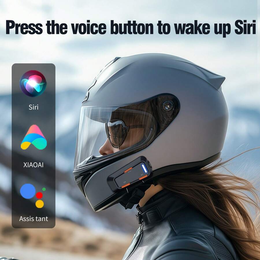 Auriculares intercomunicadores inalámbricos para casco de motocicleta, con música e intercomunicación simultánea, ideal para conducir y actividades al aire libre, diseño elegante, accesorios para motocicleta - Negro - Ver 1