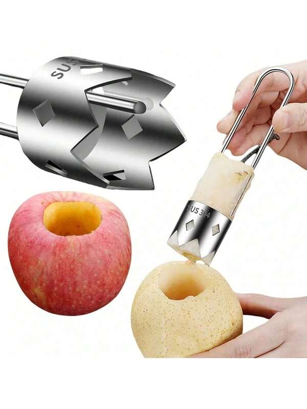 1 pieza Sacador de semillas de pimiento rojo de acero inoxidable, Sacador de semillas de frutas y verduras, Utensilio de cocina, Conveniente para pelar y rebanar