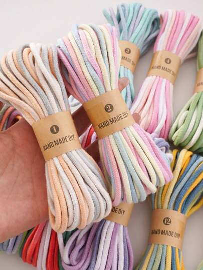 4mm Solid Color Cotton Thread Woven Rope,Gradient Color Woven Rope ,10M Colorful Rope, Macrame Crafts & DIY Projects - Available In Black,Blue,Red,Pink,Green,White,Yellow,Light Blue,Orange,And So On - Ideal For Mobile Phone Lanyards,DIY Projects, Creative Weaving & More - Versatile