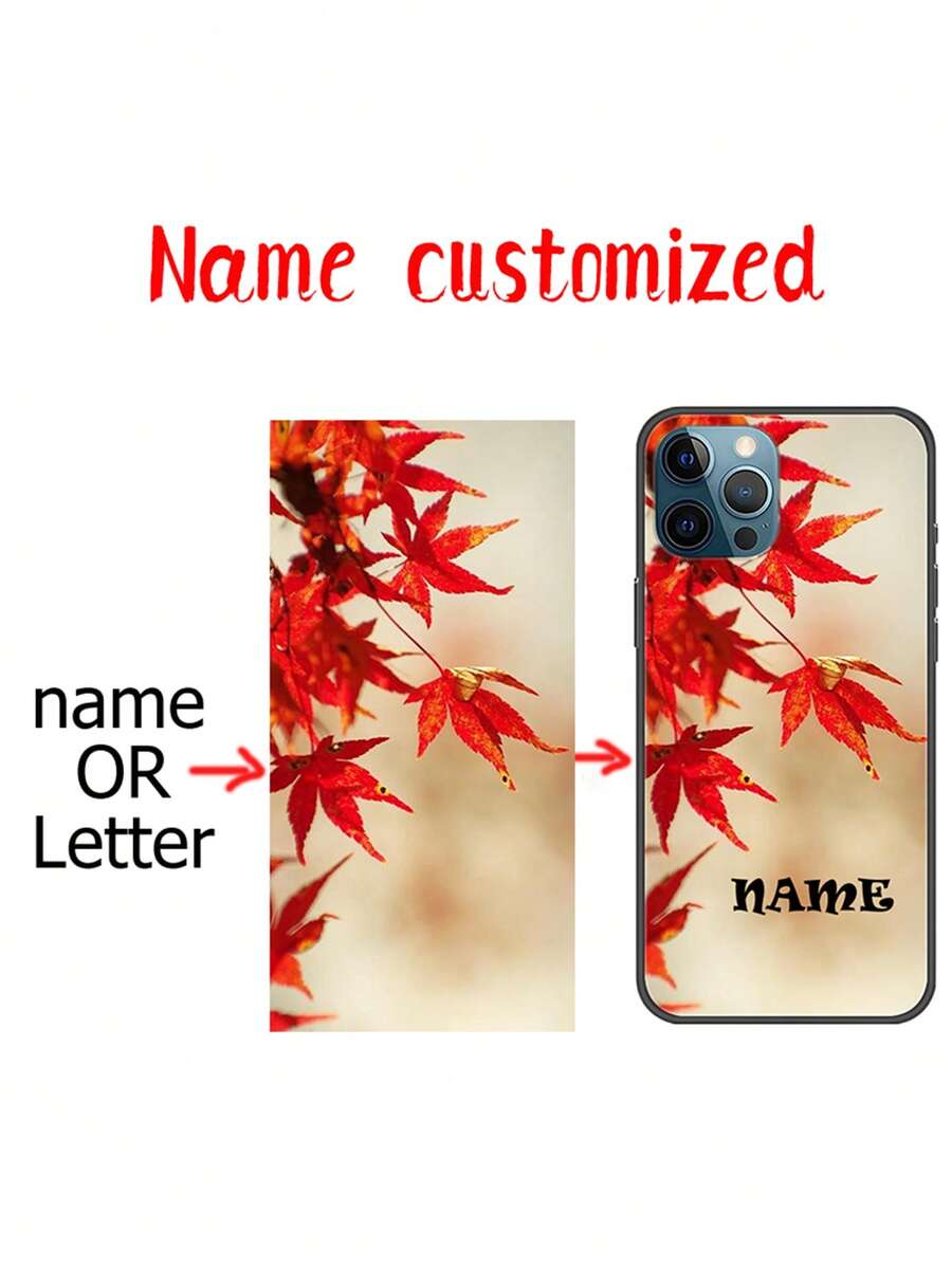 Carcasă de telefon personalizată cu text, model de frunze de toamnă, cu nume creativ, din silicon și TPU