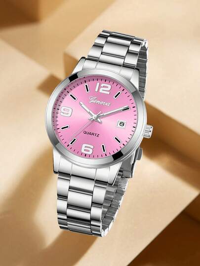 1Pc Zilver Strap, able Digital Scale Calendar Function, Large Dial Quartz Horloge Wear, ation Or Holiday Giving