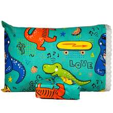 2-Piece Children's Sheet Set With Elastic And Pillowcases With Fun Prints - DINO COLORS MUSIC - View 2