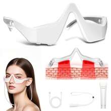 GCCSJ Eye Massager,Microcurrent Red Light Therapy Eyelift Device - Under Eye Massager Glasses With LEDred Light, Anti-Aging Eye Beauty Tool For Reducing Dark Circles, Puffiness & Wrinkles, Eye Strain Reliever For Daily Use At Home/Office, Portable Eyelift Massager For Women (White/)