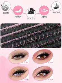 640 Stücke D-Curl Wimpernverlängerungs-Set, 10D 20D 30D 40D 50D 60D 80D 100D 120D 150D 8-16mm DIY Einzelne Falsche Wimpern, 3D Nerz Wimpern Russisches Volumen Dramatische Unordentliche Wimpern für Make-up, Cosplay, Full Glam und Alltag, tragbar für täglichen Gebrauch oder Ausflüge