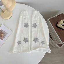 Five-Pointed Star Millennium Knitted Slouch Socks Y2K Japanese Subculture Wide-Leg Flared Leg Warmers Long Tube Foot Warmers Perfect For Matching With Small Leather Shoes Sweet Girl Style Outfit Super Attractive For Daily Outings Or Photos Buy Without Hesitation - 黑紅條紋星星 - 查看 4