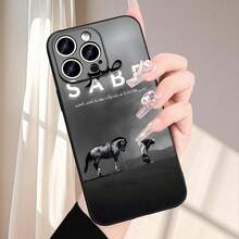 Black and Grey Horse Theme "SABR" Pattern Phone Case Black Matte Texture Cover Suitable for iPhone 16, 15, 14, 13, 12, 11, XR, XS, Xsmax, SE, 8, 7 Pro Plus Mini Series Full Protection Durable Case - Schwarz - Übersicht 3