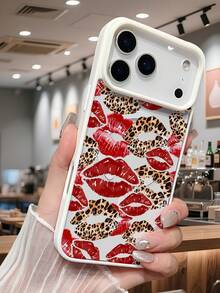 Savage Leopard Print Red Lip Pattern Protective Magnetic Phone Cover Fashion Forward Statement Y2K Aesthetic Wild Style Daily Accessory Compatible With Iphone 17 Pro Max 17pro 17Air 17 16 15 14 13 12 11 X XS XSMAX Plus Pro ProMax S25Ultra S25 S24 S23FE S22 Plus FE Case - 白色 - 查看 2