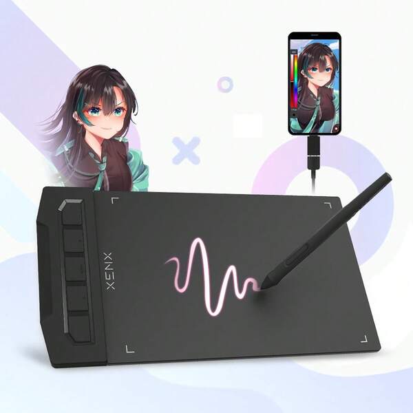 1pc XENX Drawing Tablet, ABS Material, 8192 Pressure Levels, 5080 LPI Pen Resolution, 266 PPS Report Rate, 2 Programmable Buttons, Battery-Free, Compatible With Mobile And Computer, Portable Design For Digital Art, Animation, Industrial Design And Handwriting Enthusiasts.
