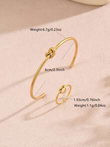 1 Set Classic Minimalist Stainless Steel Knotted Design Jewelry Set, Suitable For Women's Daily Wear