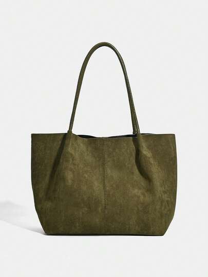 2026 Spring New Coffee Brown Suede Retro Bag, Large Capacity Shoulder Bag With Small Pouch And Underarm Bag, Business Casual Daily Commute Bag For Women, Suitable For Work, Shopping, Dating, Travel, College Students And Other Occasions, Ladies Handbag, Daily Use