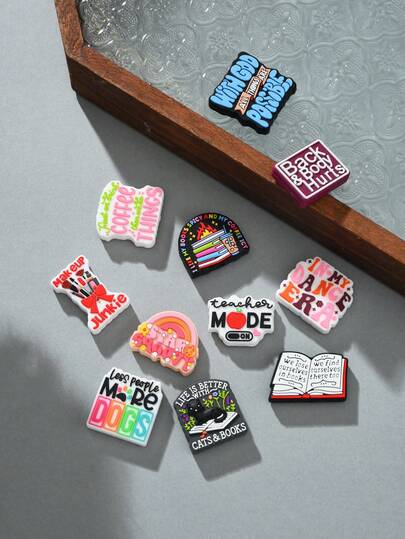 1/5/10pcs Multicolor Inspirational English Phrase Cartoon PVC Soft Rubber DIY Accessories For Beading, Suitable For Family, Couples, Friends Handmade Jewelry Making Pendant, Necklace, Earrings, Keychain, Phone Strap, Decorative Gifts