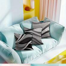 2D, 4Pcs Geometric Stripes Single-Side Print Throw Pillow Covers - 17.7*17.7 Inches, 100% Polyester, Contemporary Style, Zipper Closure & Machine Washable For Sofa Living Room Home Decor (No Pillow) - Multicolor - View 6