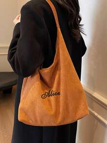 Bolso de hombro de ante de gran capacidad, personalización personalizada con bordado de nombre, bolso exclusivo para ti, bolso casual vintage de ante, bolso colgante de cuello para almacenamiento de gafas a juego en marrón, bolso hobo de ante, bolso de mano de ante para mujer, bolso de ante marrón - Multicolor - Ver 8