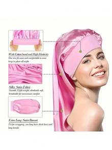 1 pieza Gorro de dormir de satén para mujeres, envoltorio de pelo largo, turbante de pelo extra grande, adecuado para cabello liso, rizado, trenzas y coletas, ideal para el hogar, dormir, maquillaje, unisex, gran regalo para mujeres