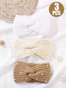 1/2/3PCS Winter Faux Pearls Headbands For Women Cold Weather - Knit Wide Women Ear Warmer Headband Thick Earmuffs For Women & Girls - Gifts & Stocking Stuffers Hair Accessories Workout Hair Bands Yoga Sweatband Autumn Winter Head Scarf Fall Head Band For Vacation Outfits Woman Women Bandana Soft Headwrap - Multicolor - View 26