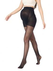 1 Stück einfarbige Strumpfhose mit hoher Taille - Damen minimalistische dünne Seidenkstrümpfe für Frühling und Herbst, super elastische schlank anliegende Leggings, sexy und figur schmeichelnde Strumpfhosen (geeignet für 10 - 25°C)