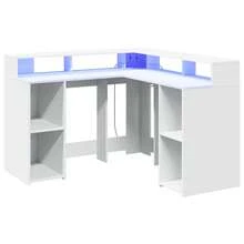 vidaXL LED-Schreibtisch Weiß 130x130x91 cm Holzwerkstoff