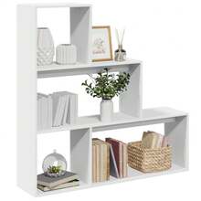 vidaXL 3-Stufiges Raumteiler-Bücherregal In Weiß, 123x29x123cm, Aus Holzwerkstoff - White - View 1