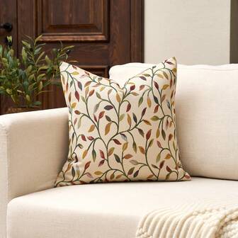 1 件装饰提花叶复古抱枕套，复古农舍靠垫套，适用于沙发、椅子、卧室、客厅，适合所有季节，也可用作礼物