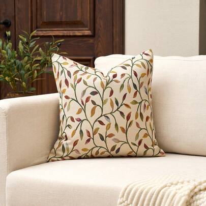 1 件装饰提花叶复古抱枕套，复古农舍靠垫套，适用于沙发、椅子、卧室、客厅，适合所有季节，也可用作礼物