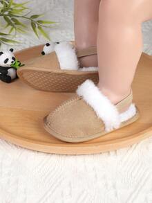 1 双幼儿男童/女童保暖内衬松紧带一脚蹬设计拖鞋，适合 0-1 岁婴儿，爬行鞋，室内鞋，适合春季、秋季和冬季 - 咖啡棕 - 查看 8